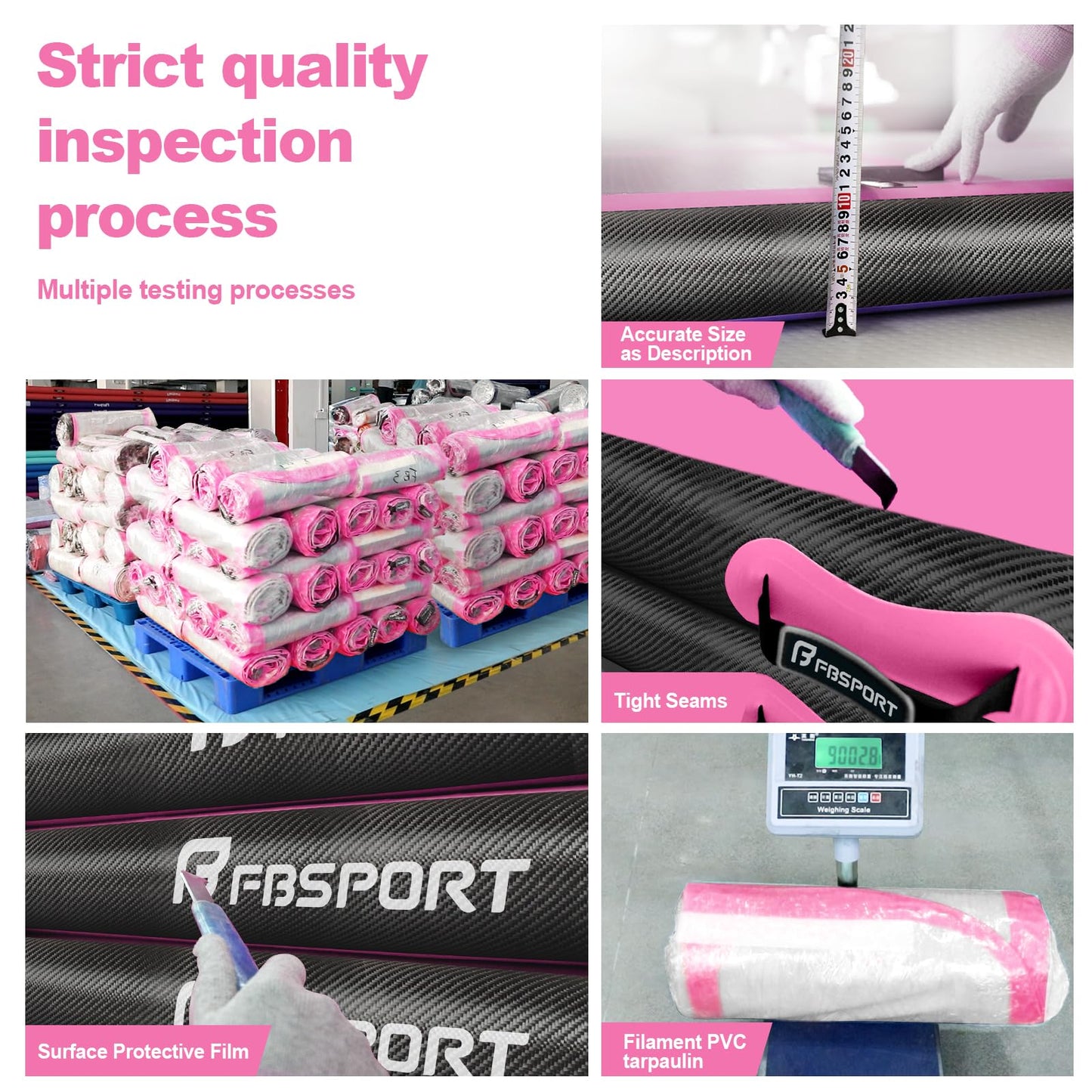 FBSPORT Airtrack mat, 10cm thick 4m tumbling mat, gymnastics mat with air pump, training mat with carrying bag, jogging mat for home, outdoor, yoga