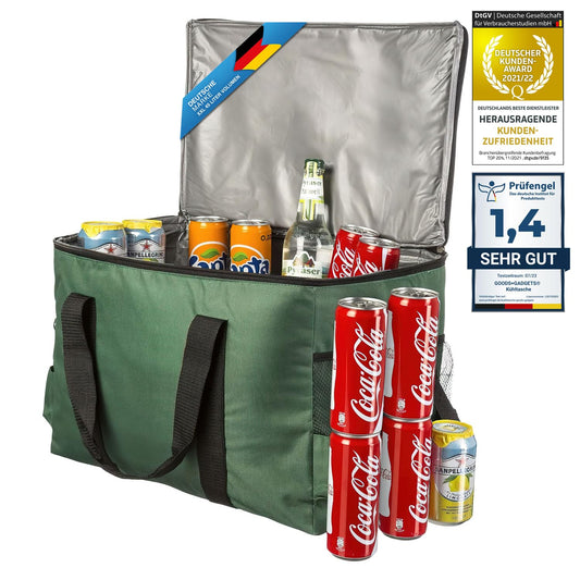 Large 45-liter insulated cooler bag XXL ice bag picnic bag for camping, traveling, vacation (45 liters, green)