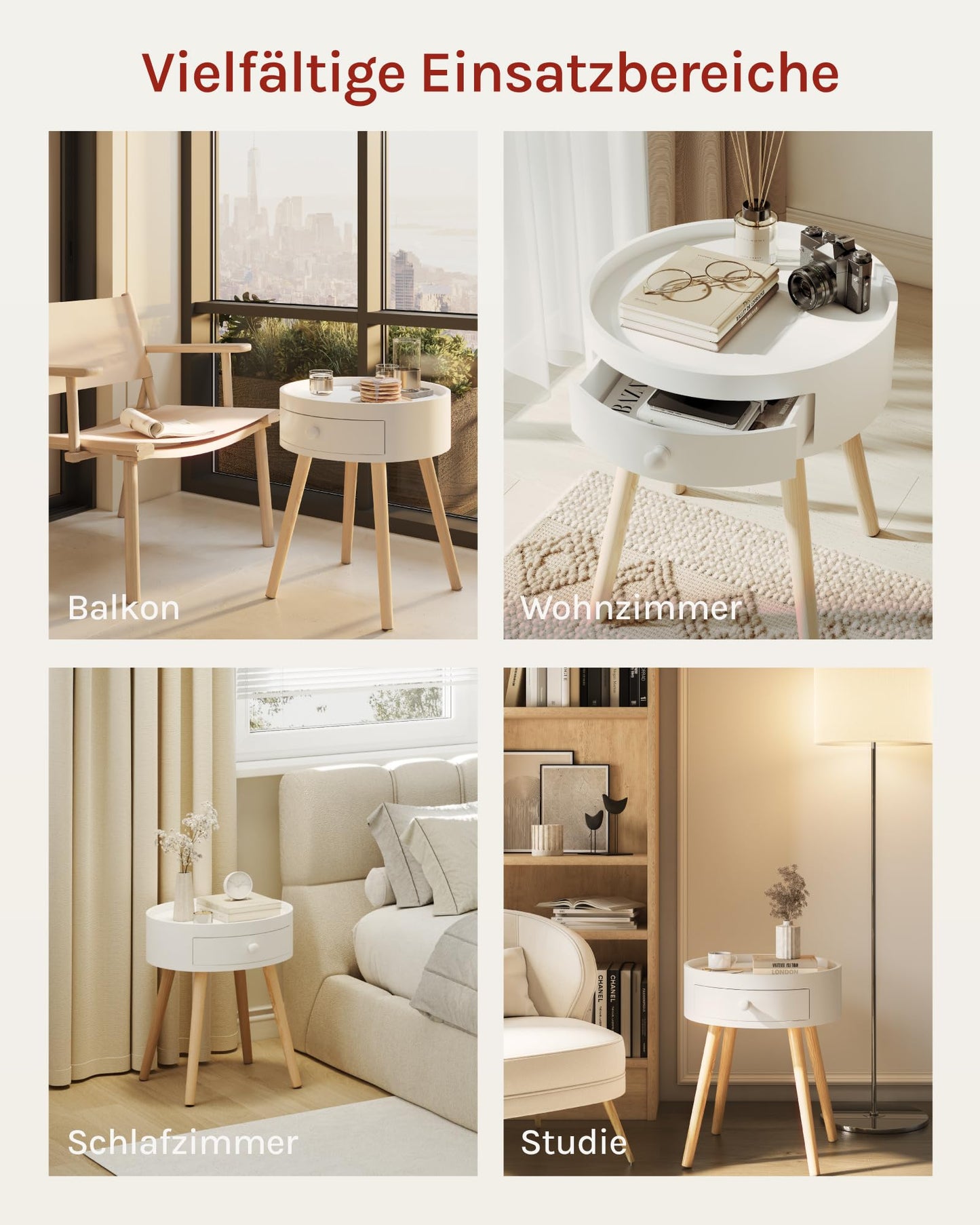 WOLTU Set of 2 Nightstands Bedside Tables Nightstands Side Table, with Drawer, with Legs, Wood, MDF, White, TS111ws-2