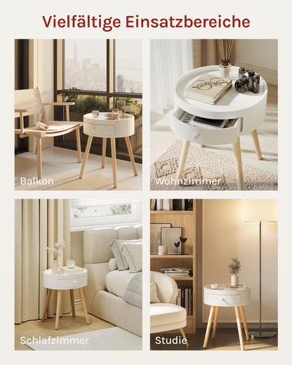 WOLTU Set of 2 Nightstands Bedside Tables Nightstands Side Table, with Drawer, with Legs, Wood, MDF, White, TS111ws-2