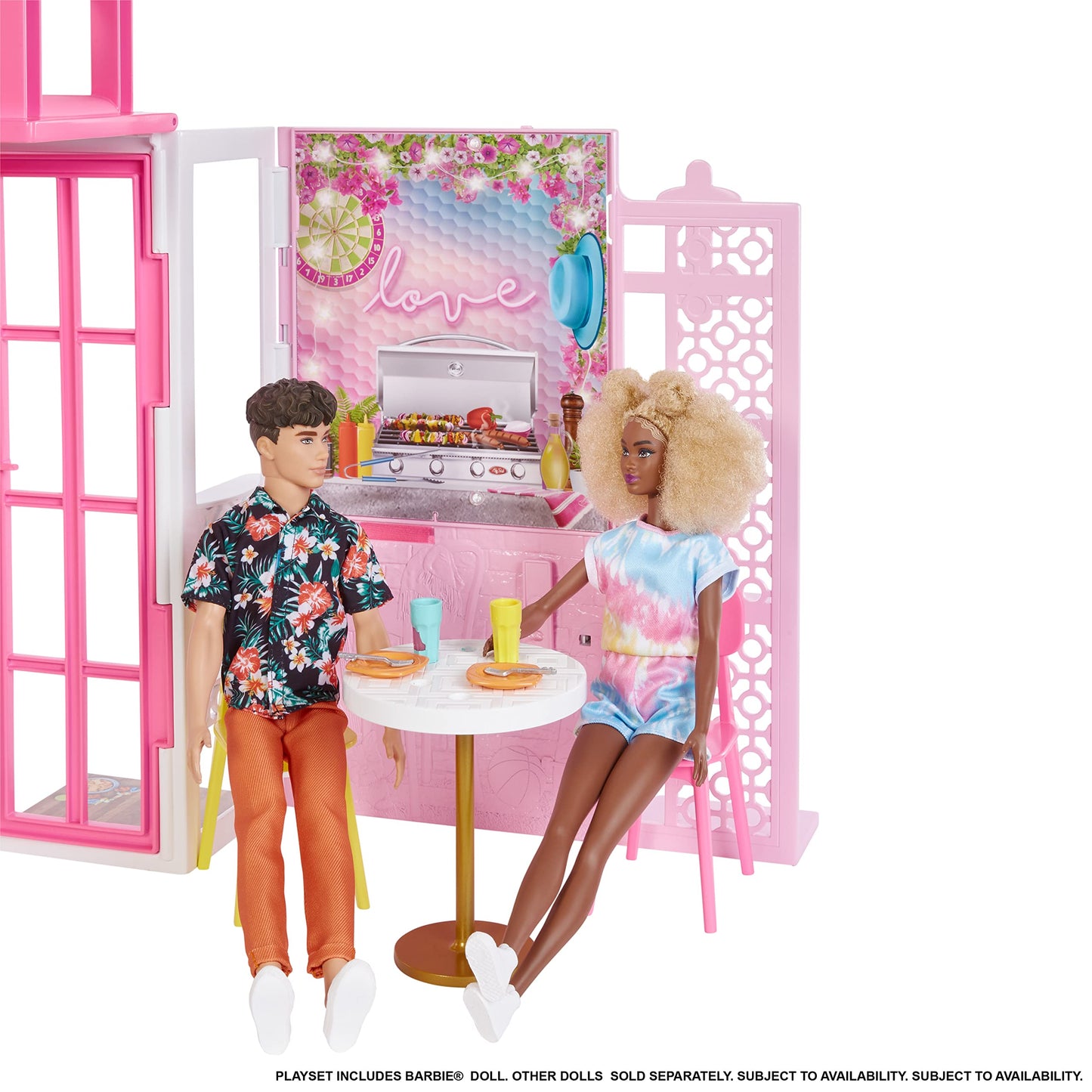 Barbie HCD48 - Dollhouse playset with doll & 2-story house featuring 4 play areas, fully furnished, includes pet and accessories, toy gift for kids ages 3+