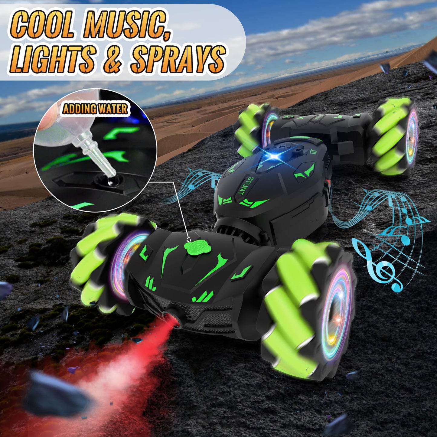 Pristar Remote Control Car 1:14 RC Drift Toy 2.4GHz 360 Rotation Handheld Stunt Drift 4WD Remote Control Car with Hand Control Gift for Boys Kids from 5 6 8 9 10 years old
