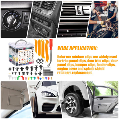 Uolor 1240pcs Car Fasteners Clips, Universal 32 Types Door Panel Clips Bumper Trim Clips Nylon Plastic Rivets Plastic Clips Set with Removal Tools.