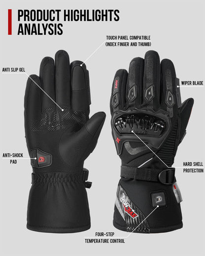 IRON JIA'S Heated Gloves for Motorcycle Men Winter 2025 New 3000mAh USB Charging 2-in-1 Cable Touchscreen Water and Windproof suitable for Riding Skiing and Mountaineering XL