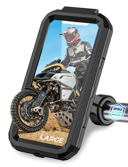Orcas motorcycle phone holder Waterproof - for mountain bike, scooter, e-bike, MTB 360° adjustable, 6 inches to 7 inches Mobile holder for cycling, Fits iPhone Xr Max, Samsung Note