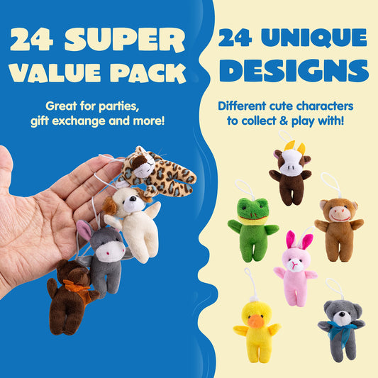 JOYIN 24 Pcs Mini Plush Toys, 3"/7.6cm Small Stuffed Animals for Kids' Birthday Party Favors, Pinata Fillers, Small Gifts for Kids, Raffle Prizes for Kids, Party Favors for Children's Birthday Party 3+ Years