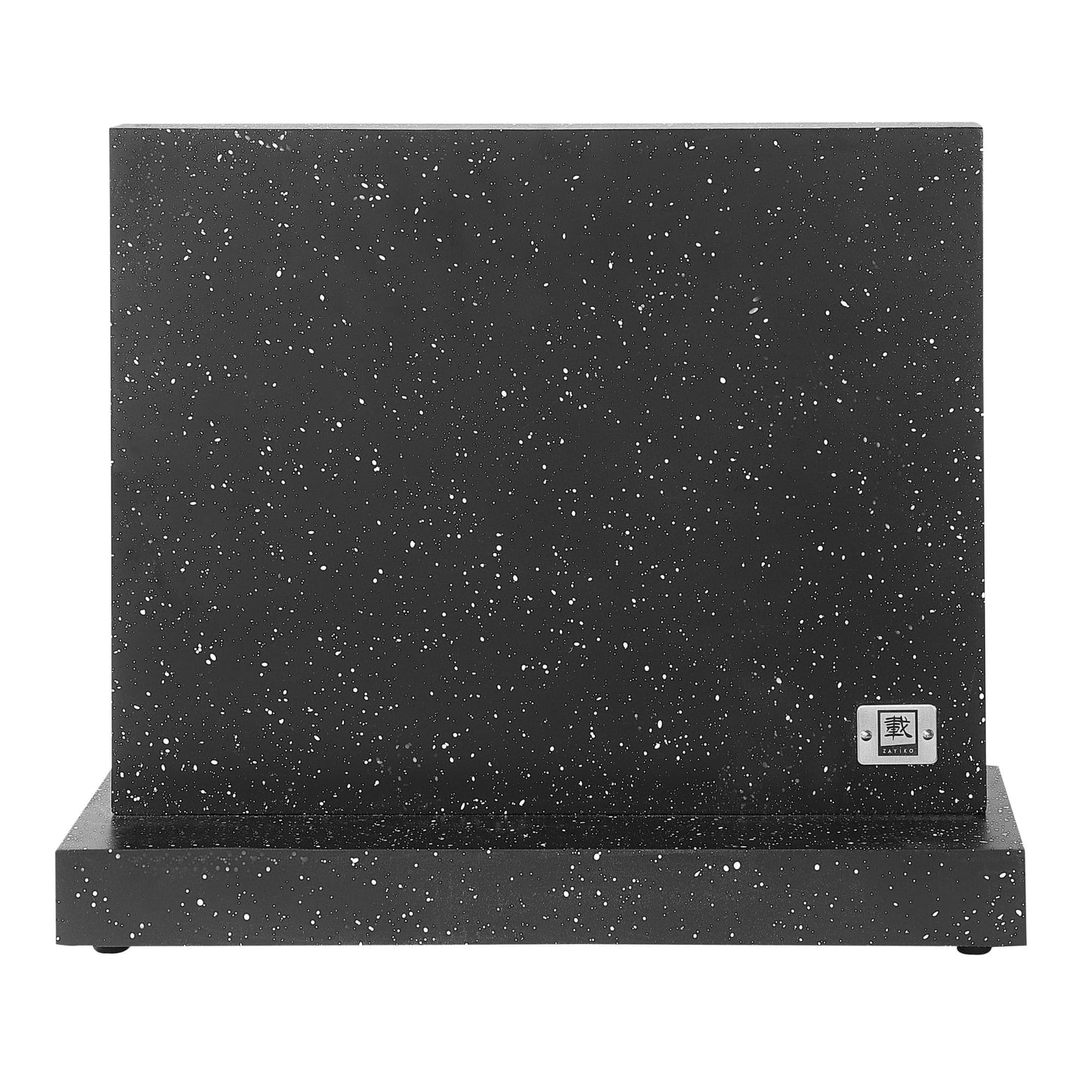 Zayiko Magnetic Knife Block without Knives - Wood in Marble Look - Kitchen Organizer with Dual Magnetic Strips with Non-Slip Feet - for up to 12 Knives - Magnetic Knife Holder without Knives