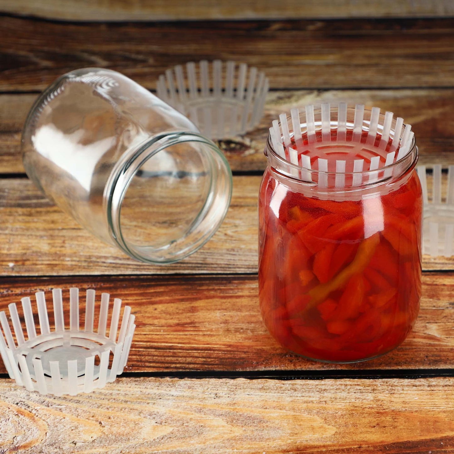 KADAX fermentation weight for preserving jars, plastic fermentation lid, food weight with net for sauerkraut, kimchi, and pickles, fermentation aid (fi 100mm / 40 pieces)