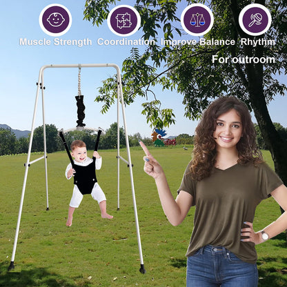 Baby door jumper and baby bouncer with stand for active babies who love to bounce and have fun. For infants 6-24 months old.