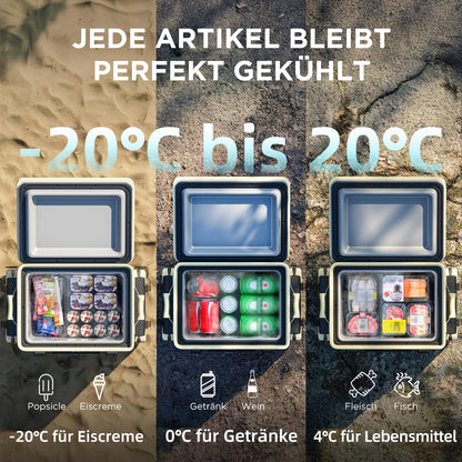 LiTHELi FrozenPack electric cooler box 20V compressor cooler 20L, 12/24V DC 100/240V AC backpack fridge for camping, traveling, RV, quick cooling in 15 minutes (Without battery)