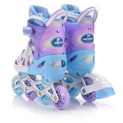meteor® 4in1 Kids Inline Skates Roller Skates Roller Blades Quad Skates Carbon Kids Adjustable Shoes Big Wheels