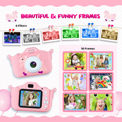 Children's camera, 2.0" display digital camera, gifts for 3 4 5 6 7 8 9 10 11 12 year old boys and girls, 1080P HD anti-drop children's camera for birthday gift Christmas toy.