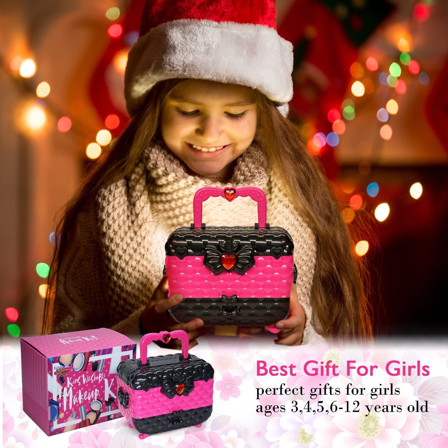 Children's makeup set girls toys gifts - Washable makeup case for kids, makeup children's makeup set games, princess Christmas birthday gifts for girls 4 5 6 7 8 9 10 11 12 years