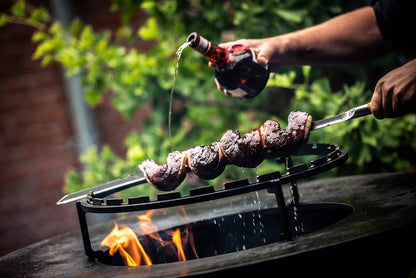 Forged Churrasco BBQ Skewers 60cm, Olive Wood Handle, Stainless Steel, V-Shaped