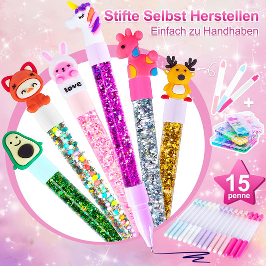 Kazzley DIY Pen Making Kit, pen set with 55+ accessories, crafting kit for kids ages 6 and up, personalized pen making, kids' birthday crafting toy gifts for girls and boys ages 5-12