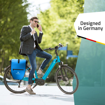 RADGEIST bike bag for luggage carrier - bag for bike luggage carrier - luggage carrier bag waterproof shoulder bag (Blue 28L, set of 2)