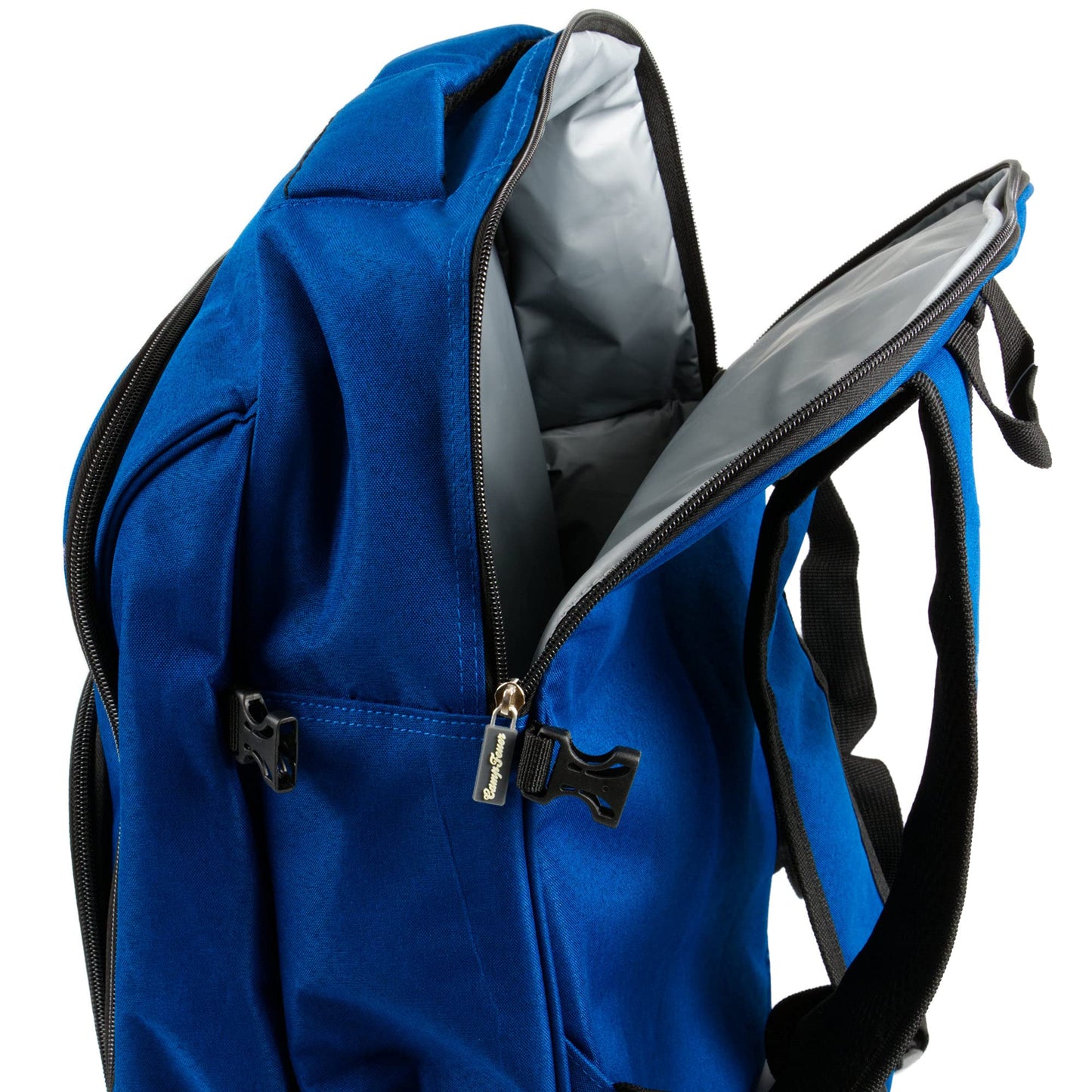 CampFeuer picnic backpack 32-piece | Picnic set for 4 people | Blue | with bottle holder, picnic blanket, cooler compartment, and camping dishes | Leisure backpack, camping backpack