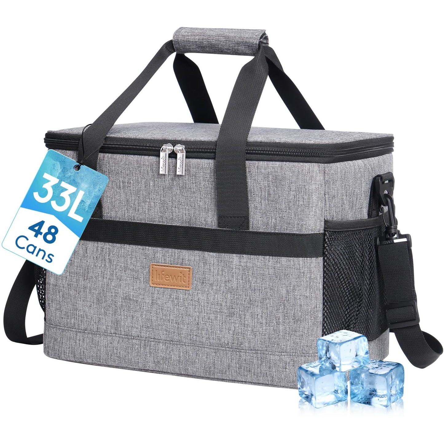 Lifewit 33L Cooler Bag Picnic Bag Lunch Bag Lunch Bag Thermal Bag Insulated Bag for Food Transport, Gray