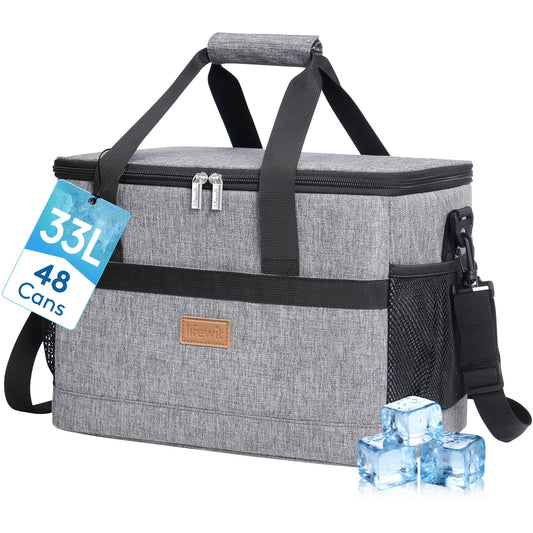 Lifewit 33L Cooler Bag Picnic Bag Lunch Bag Lunch Bag Thermal Bag Insulated Bag for Food Transport, Gray