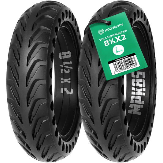 MOOVMOOV Solid Tires 8 1/2 x 2 for electric scooters - 2x Puncture-proof escooter tires 8.5 inches - Compatible with Xiaomi models and 8.5-inch wheels - e scooter accessory solid rubber tires MPK85