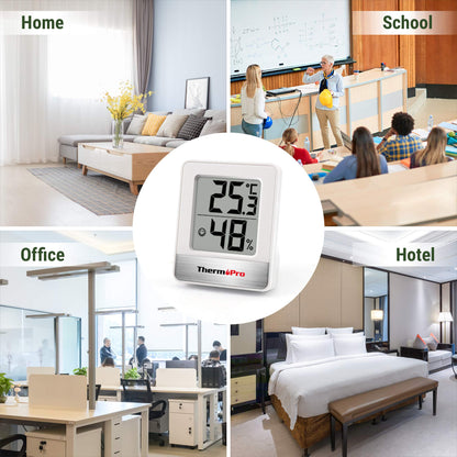 ThermoPro TP49W-4 Digital Mini Thermo-Hygrometer Thermometer Room Thermometer 4 in 1 Indoor Temperature and Humidity Monitor with Smiley Indicator