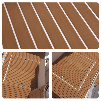 SenMore Eva Teak Self-Adhesive Foam Boat Yacht Flooring Non-Slip Mat Marine Deck Hardware for Boats Yacht Marine Carpet with Self-Adhesive Backing, 240x90cm