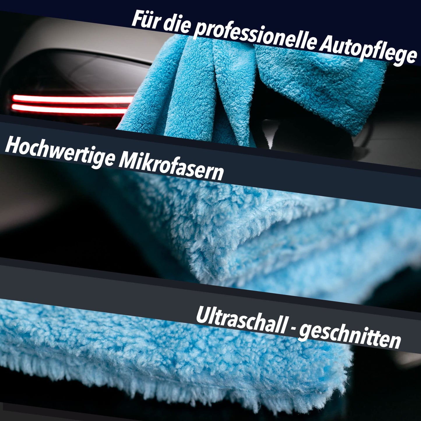 Detailmate Car Microfiber Towels 40x40 550GSM seamless & paint-safe | 10 x Car Care Microfiber Cloth for interior, paint, rims | Soft Cloth Cleaning Polishing Cloth
