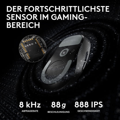 Logitech G PRO X SUPERLIGHT 2 wireless gaming mouse, Western Europe packaging, 60g pro-grade mouse with 5 programmable buttons, 44K DPI sensor, 8,000 Hz signal rate, USB-C charging for PC/Mac - Black