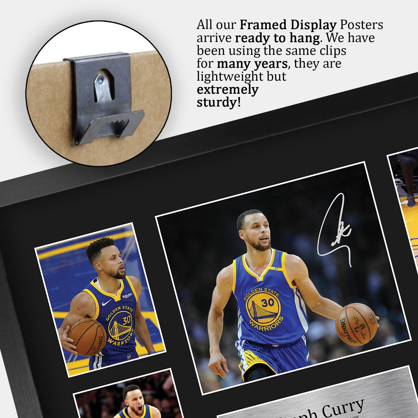 HWC Trading FR A3 Steph Curry Golden State Warriors Gift Printed, Signed Autograph Presentation Display For Basketball Memorabilia Fans - A3 Framed