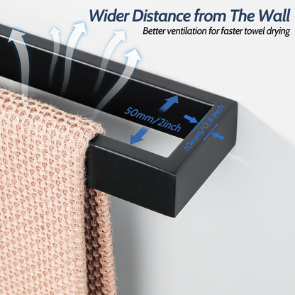SAYAYO towel holder black 60CM towel holder bathroom towel rack guest towel holder wall mounted stainless steel bath towel holder for bathroom and kitchen.