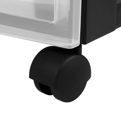 Iris Ohyama plastic drawer box with wheels, 12 flat drawers, black, pull handles, for bedroom, bathroom, school & office, BPA-free, drawer cabinet, rolling container, A4 Drawer, DC-012