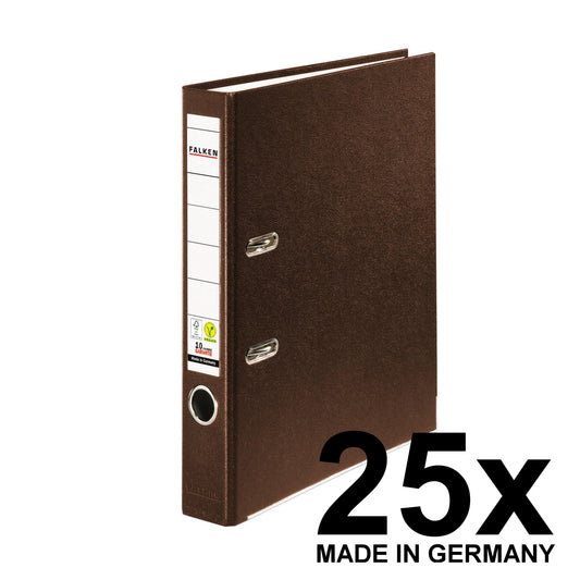 Original Falcons 25-pack PP-Color plastic folders. Made in Germany. 5 cm narrow DIN A4 brown ring binder vegan file folders office folders plastic folders slot folders