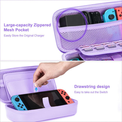 Switch case for Nintendo Switch - innoAura 18 in 1 Switch accessory kit with Switch case, Switch case, Switch game storage, Switch screen protector, Switch stand, Switch joystick caps (Purple)