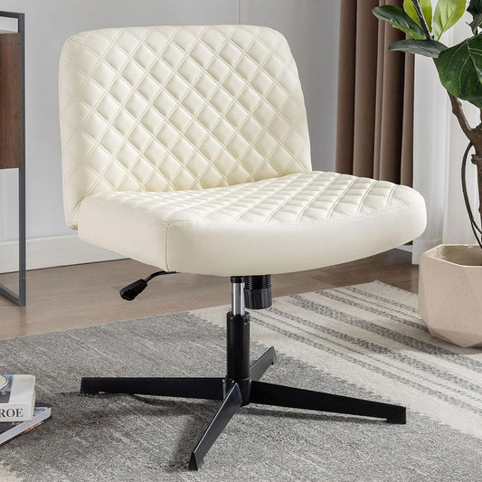 Fantasylab office chair without armrests, height-adjustable swivel chair for offices, wide desk chair 150kg with 120° tilt function for home office/house.