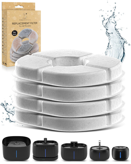PrettyPaw® filter for cat fountains - original replacement filter for all Pretty Paw drinking fountains | 4-pack = 2-month supply | Save with 12 or 24 packs.