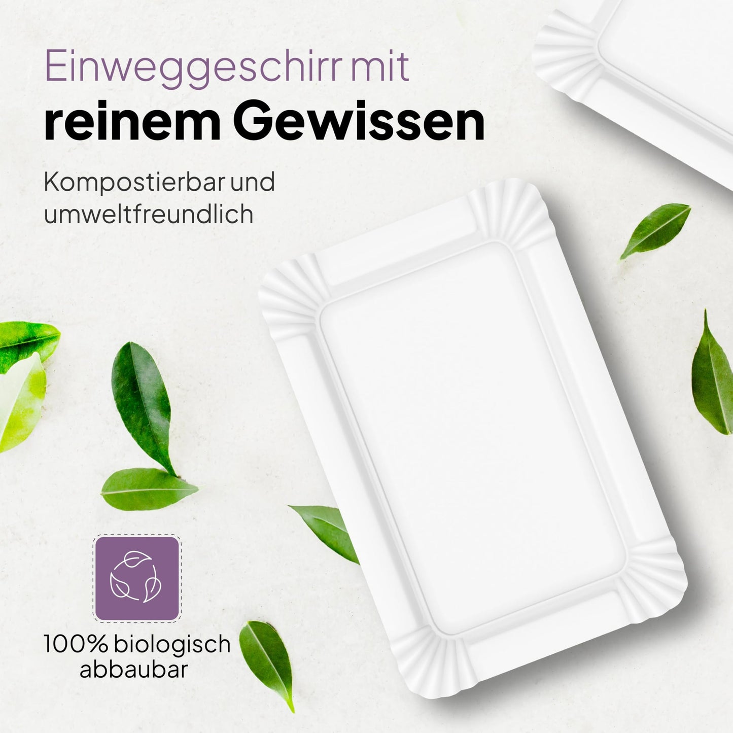 Inoverse 500 Pieces Paper Plates, White Disposable Plates - 10x16cm, Eco-Friendly Party Tableware, Disposable Dinnerware, Cake Plates, Square Paper Plates, Cardboard Plates.