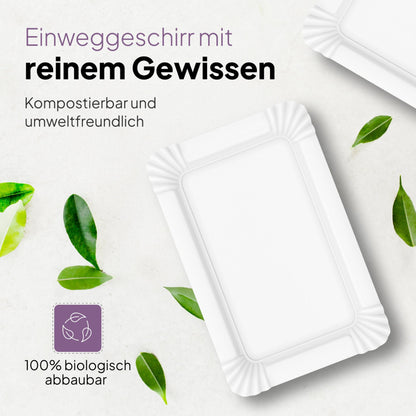 Inoverse 500 Pieces Paper Plates, White Disposable Plates - 10x16cm, Eco-Friendly Party Tableware, Disposable Dinnerware, Cake Plates, Square Paper Plates, Cardboard Plates.