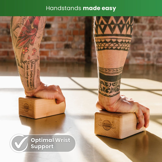 WOODPOWER BalanceBlocks - 2 Handstand blocks in one - support your wrists in bodyweight training, gymnastics, acrobatics, yoga and more (BalanceBlock Comfort).