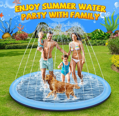 Tosekry Splash Pad for Kids with Anti-slip Feature, Water Sprinkler Outdoor Water Play Garden, 200CM Sprinkler Pool Water Toy for Kids & Dogs (Blue)