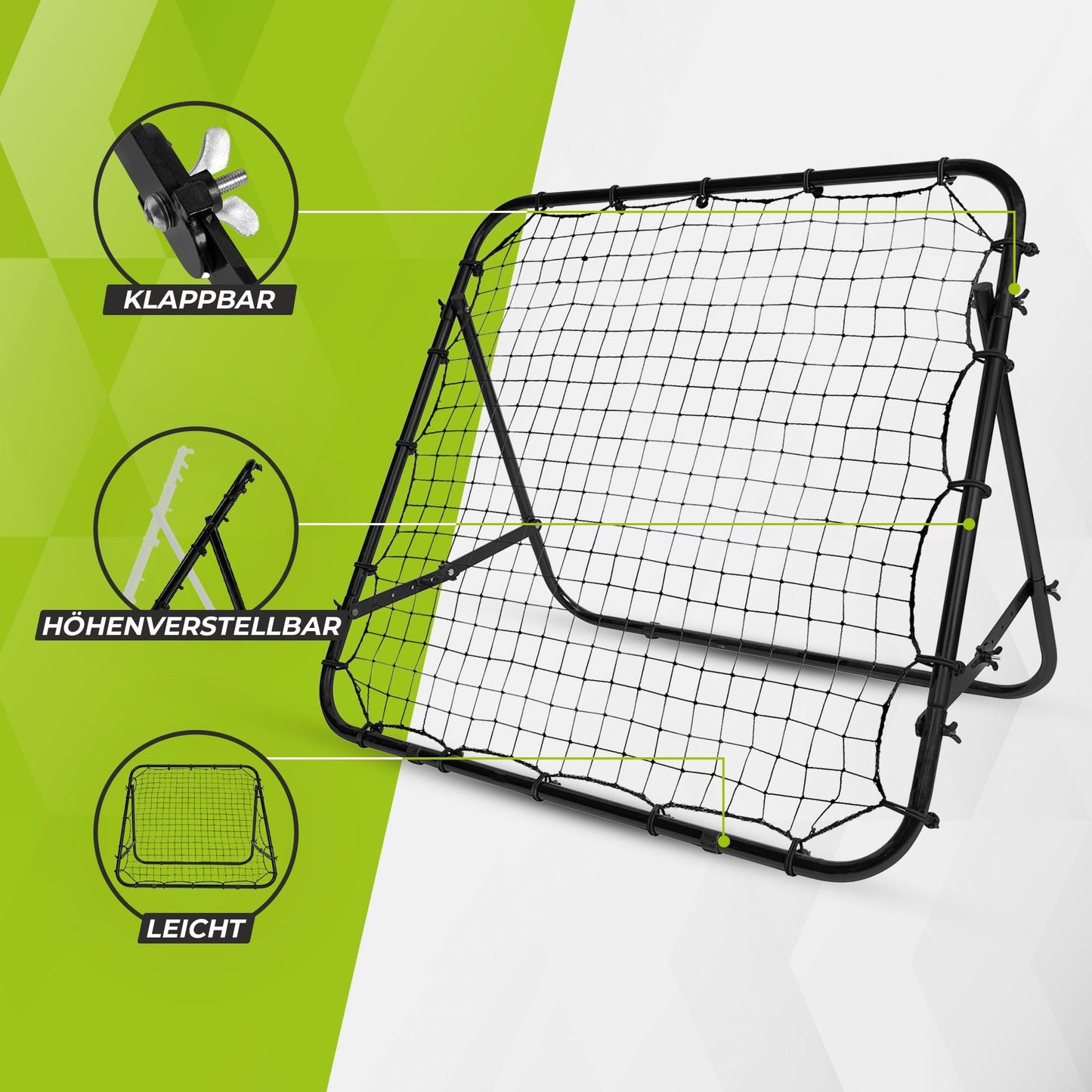 VirtuFit Adjustable Soccer Rebounder - Kickback - Tchoukball - 100 x 100 cm - Soccer Goal Training Equipment