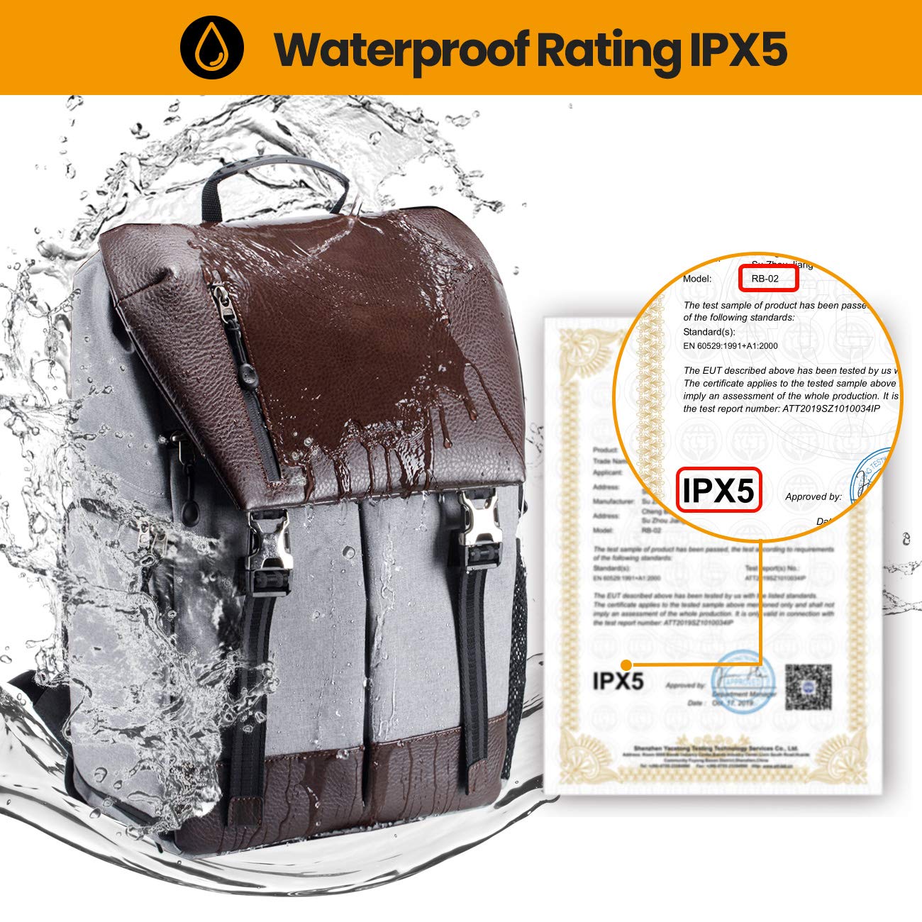 TARION camera backpack waterproof DSLR camera bag Certified protection class: IPX5 Waterproof camera backpack with rain cover for women and men.