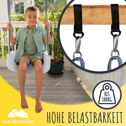 CLOUD HAPPY® Baby Swing 3 in 1 [6 months to 6+ years] - Adjustable kids swing for outdoor & indoor - High-quality swing with backrest & safety belt included (Gray)