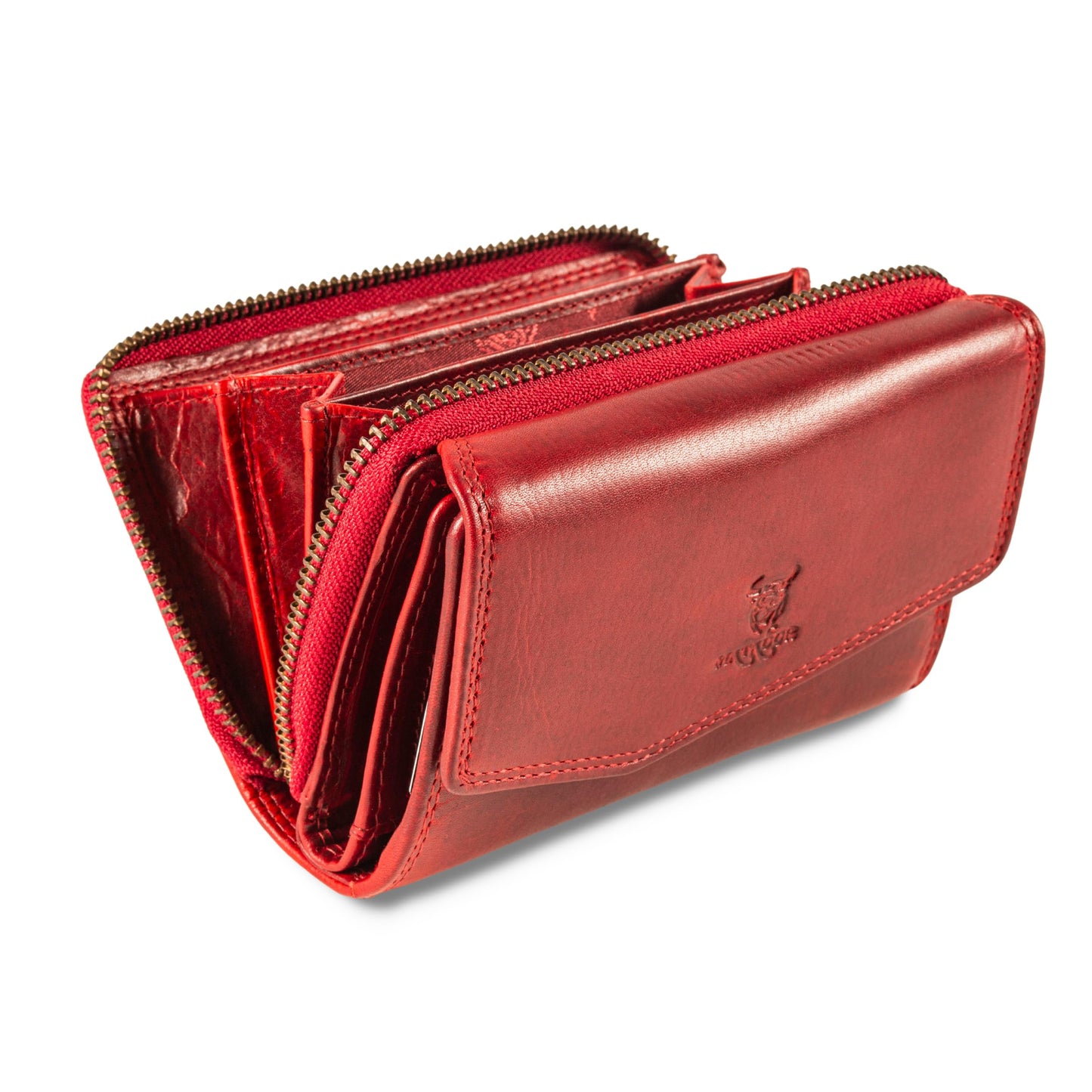 MATADOR leather wallet for women red medium #Sevilla with gift box, luxury RFID women's wallet, red money purse with multiple compartments, leather clutch, elegant red women's wallet