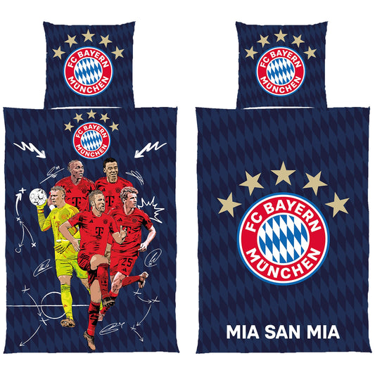 FC Bayern Munich bedding Player 135x200 cm + 80x80 cm 100% cotton flannel record champions Harry Kane, Musiala, Müller Allianz Arena football FCB German size zipper