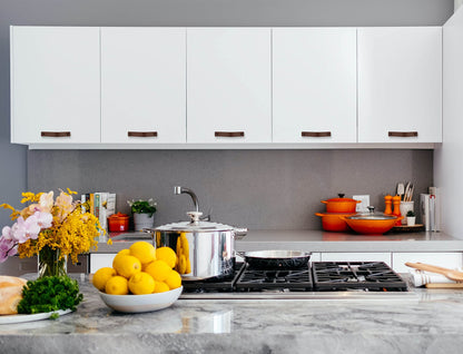 Brute Strength - Leather handles for furniture - Cognac - 6 pieces - 16.5 x 2.5 cm - Cabinet handle, door handle for kitchen, bathroom, cabinets, chest of drawers, wood