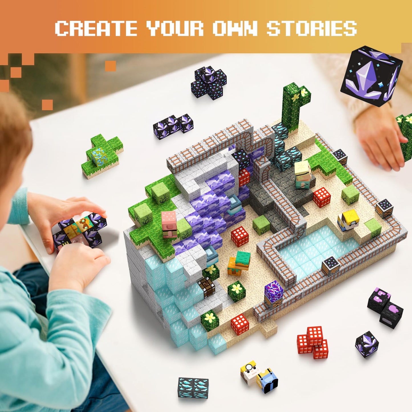GobiDex Magnetic Building Blocks 100 Pieces, MagWonder Build with Gemfifre Hollow Magnetic Blocks, Game-Based STEM Montessori Toy for Kids 3+, Gift for Boys and Girls