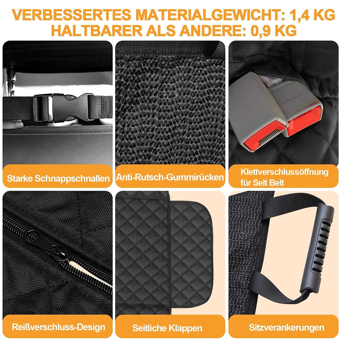 GARELF Dog Blanket for Car Back Seat, Durable Car Seat Cover for Dogs (134x118cm) with 1 Elastic Dog Seat Belt, Scratch-Resistant & Waterproof Hammock for Pets Fits All Trucks, Cars, SUVs.