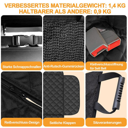 GARELF Dog Blanket for Car Back Seat, Durable Car Seat Cover for Dogs (134x118cm) with 1 Elastic Dog Seat Belt, Scratch-Resistant & Waterproof Hammock for Pets Fits All Trucks, Cars, SUVs.