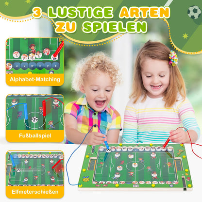 Soccer Gifts for Boys: Montessori Toys for 3 4 5 Year Old Boys Kids Magnetic Soccer Game Boy Gift 4-5-3-6 Years Birthday Learning Game for 3-6 Year Old Boys Girls Activity Wooden Toy