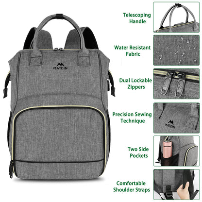 MATEIN Laptop Lunch Backpack, 17 Inch Picnic Backpack for Men and Women with Insulated Cooler Compartment, Waterproof Lunch Cooler Bag with USB Charging Port for Men Business Work Picnic, Gray
